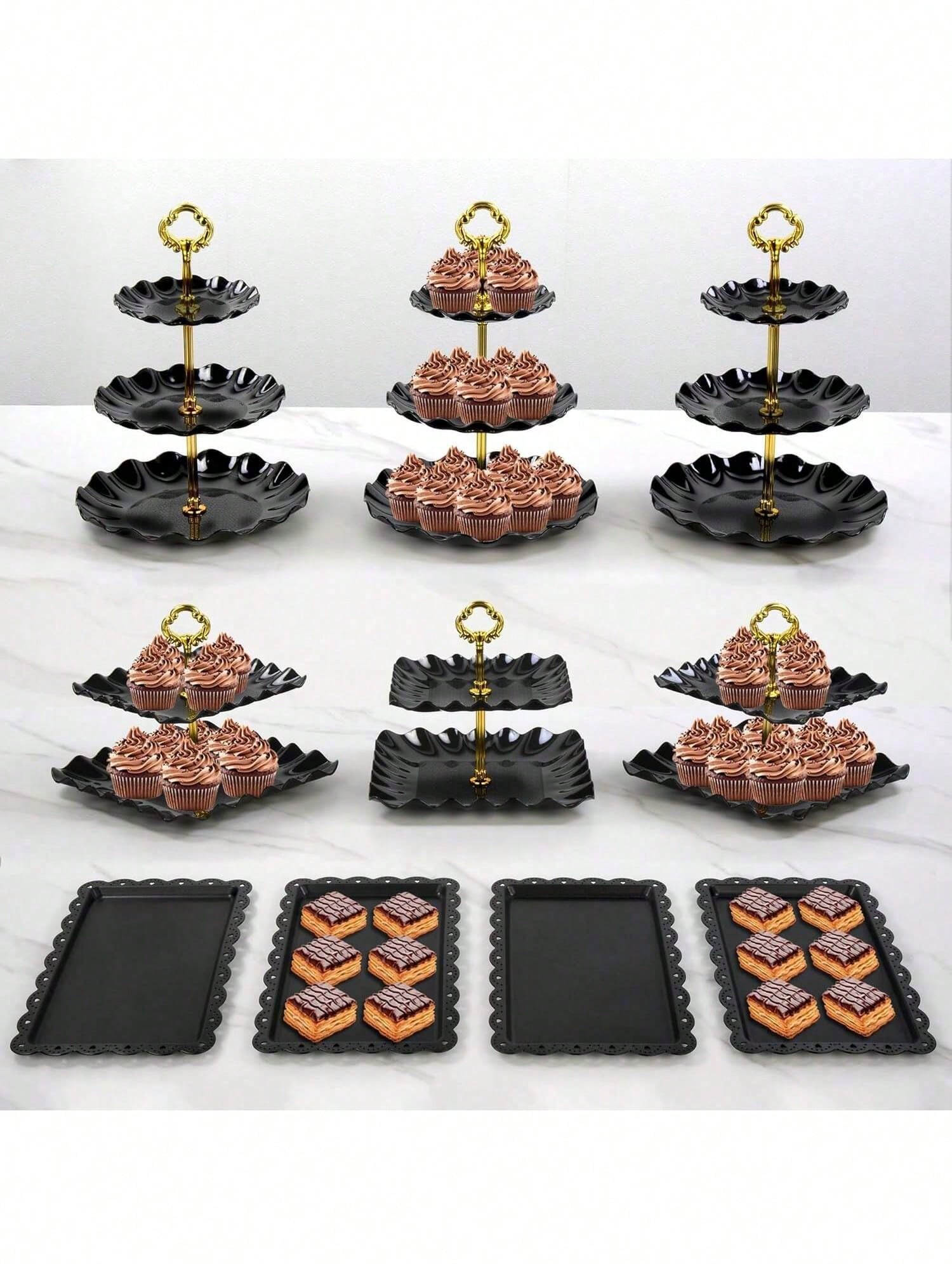 Cupcake Stand Tier - Elegant Pink Plastic Cake Stand Set