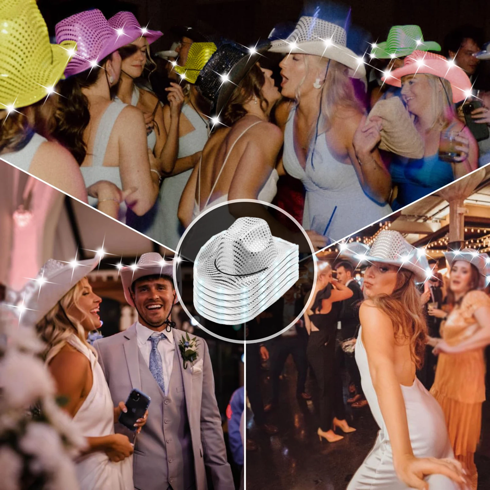 4/6/8/10/12/16Pcs LED Cowboy H - Party Hat Cone review and price