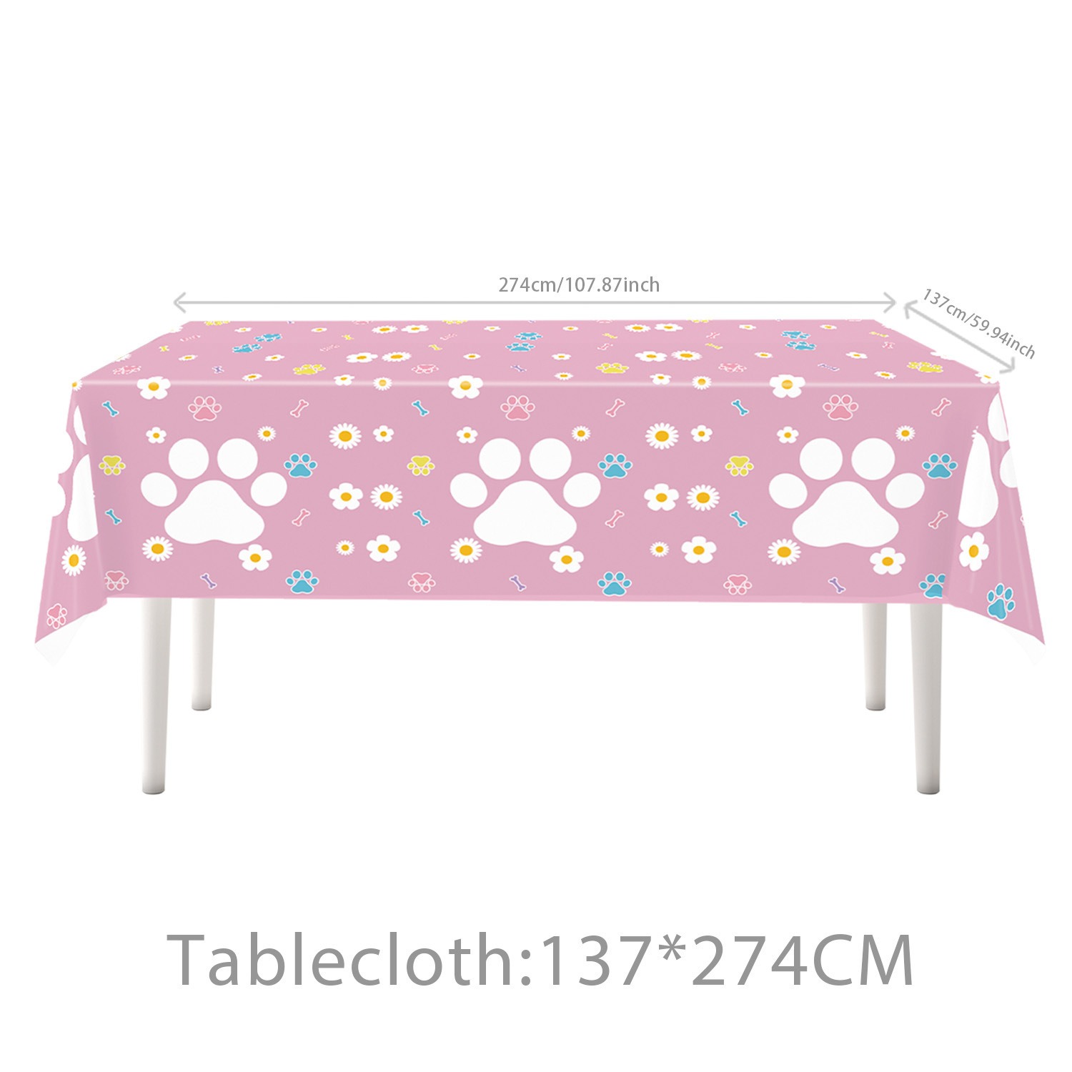 1 Pieces of Cute Dog Paw Print - Table Cloth Disposable review and price