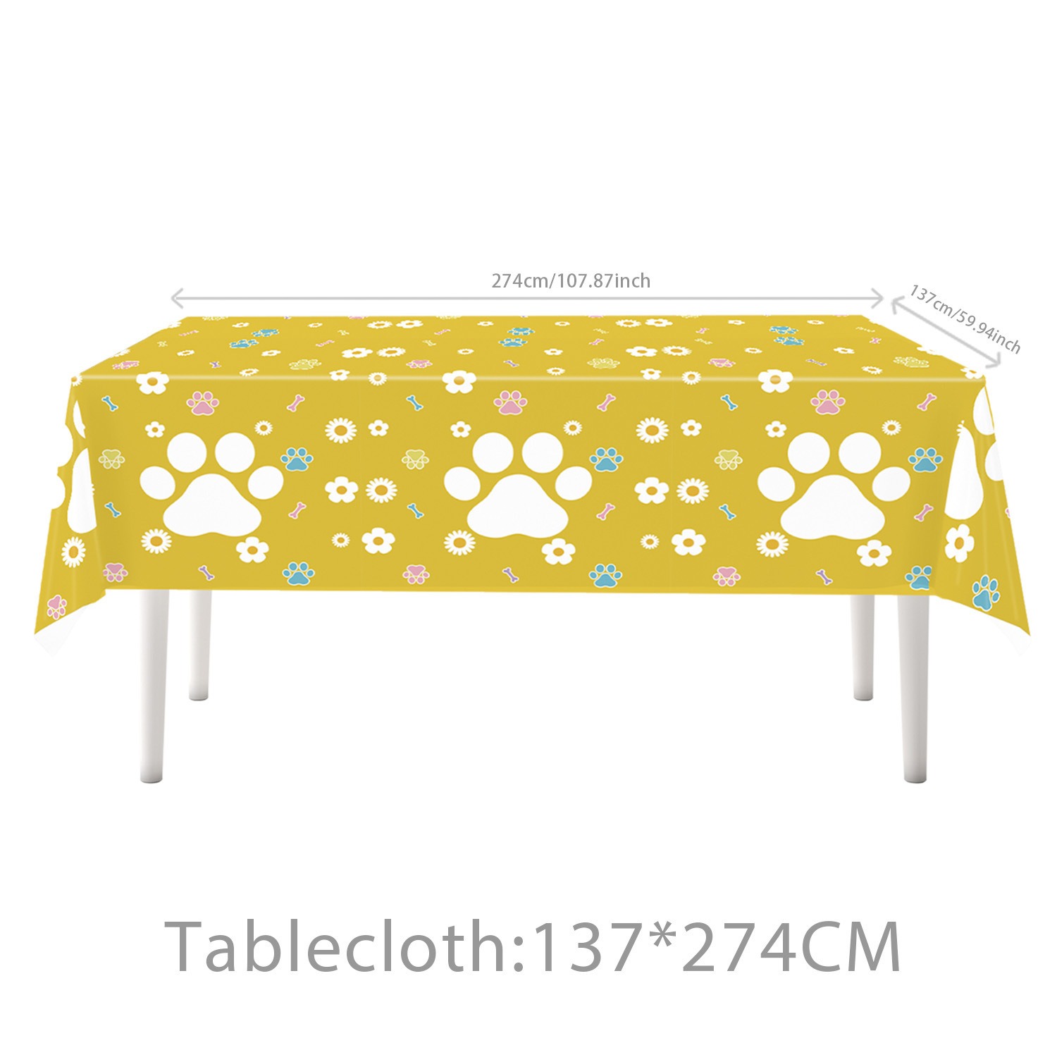 1 Pieces of Cute Dog Paw Print - Table Cloth Disposable review and price