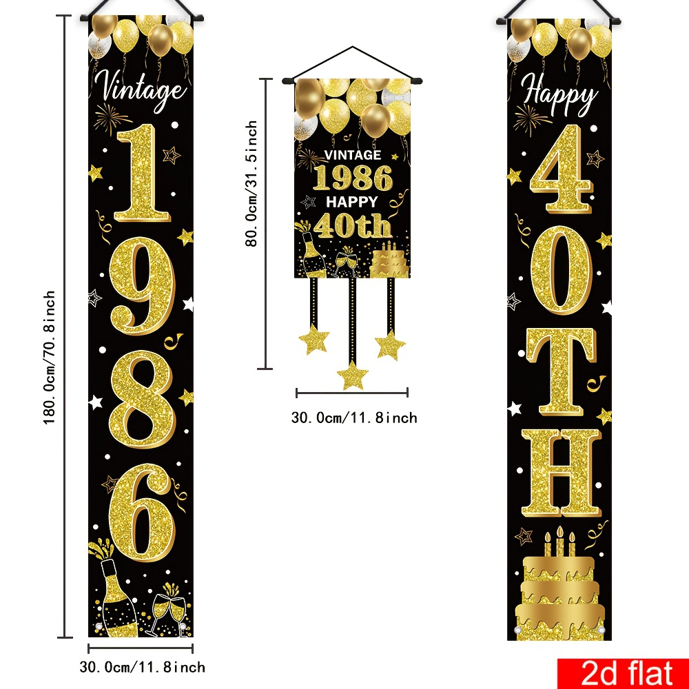 2D Flat 3Pcs Black Gold 40th B - Party Banner Gold review and price
