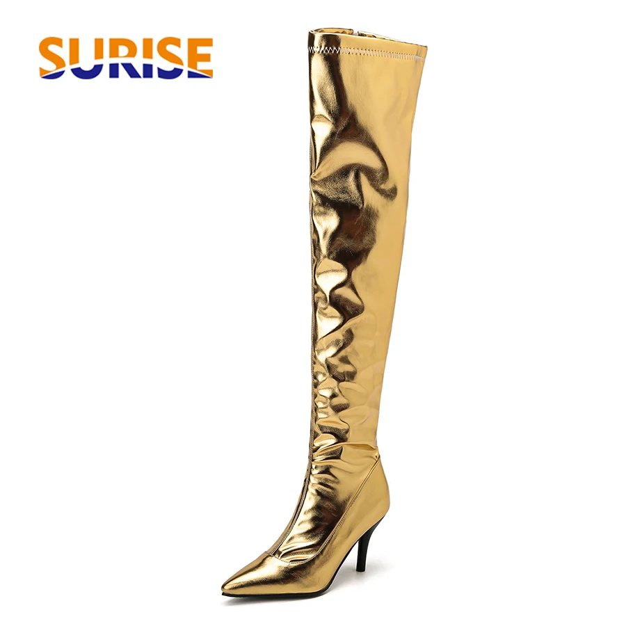 Women Thigh High Boots Silver  - Eve Party review and price