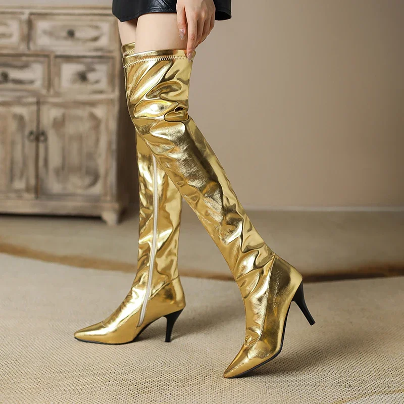 Women Thigh High Boots Silver  - Eve Party review and price