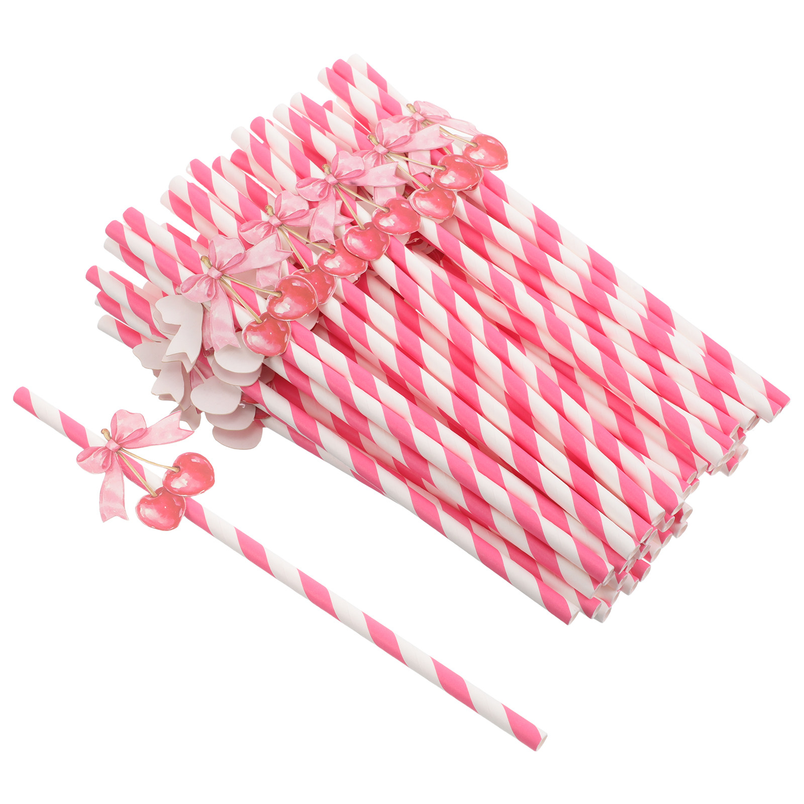 50Pcs Cherry Themed Paper Stra - Paper Straw Color review and price