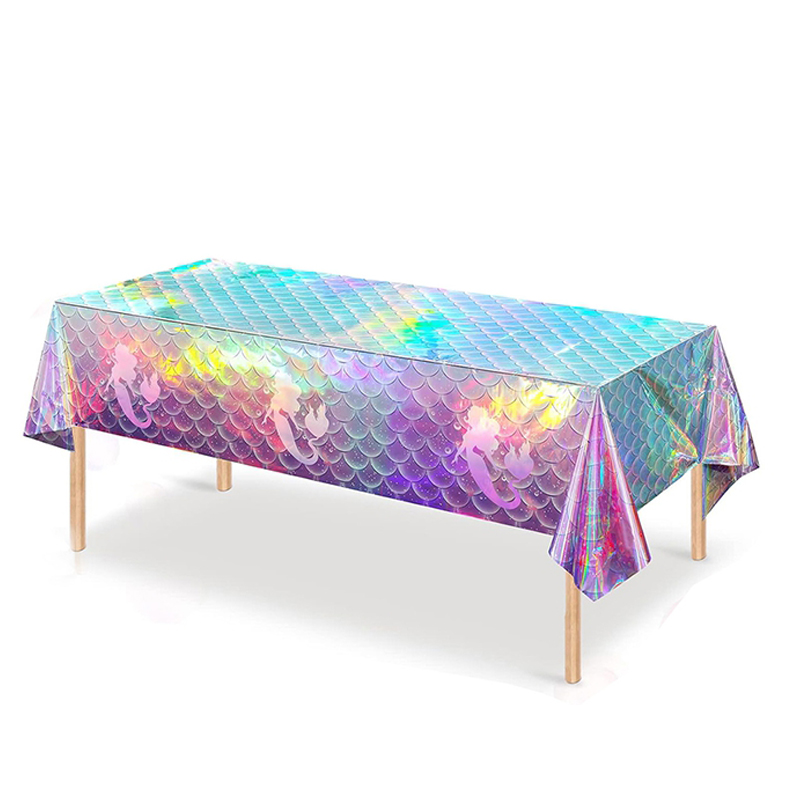 Laser Mermaid Birthday Table c - Table Cloth Disposable review and price