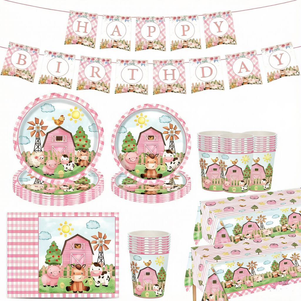 Pink Farm Animal Themed Dispos - Table Cloth Disposable review and price